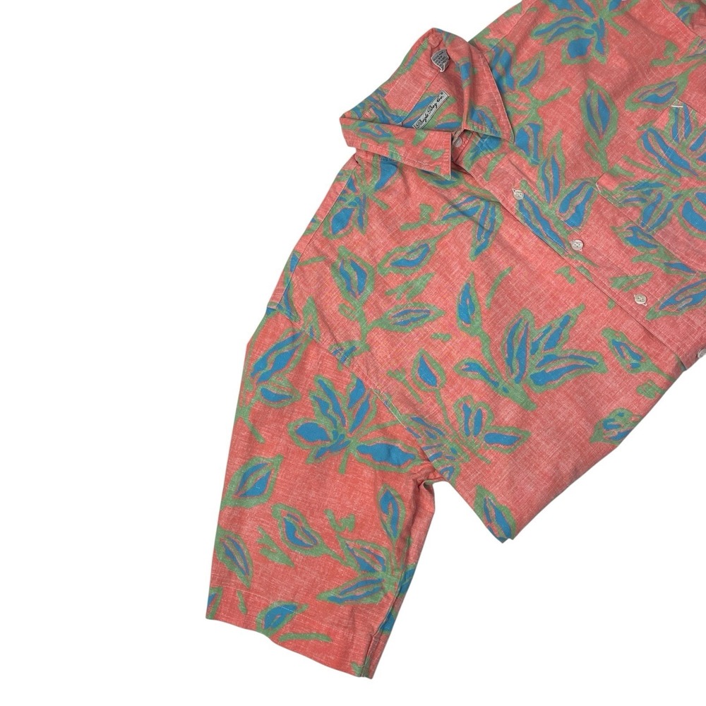 Vintage Bugle Boy Co Tropical Button Up Size L – Coral Floral 90s Resort Shirt